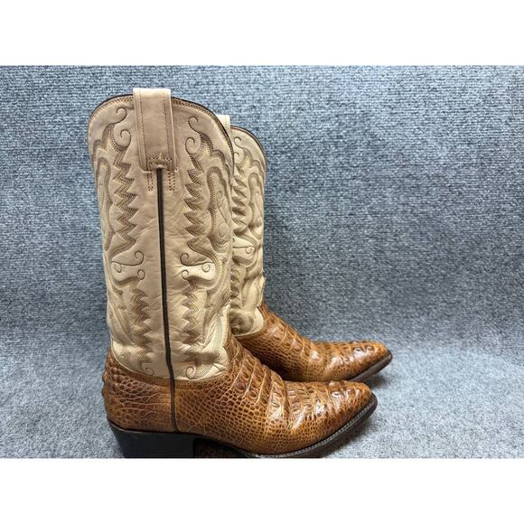 Men Western Cowboy Boots Croc Embossed Leather US 7 Read Description main image 15